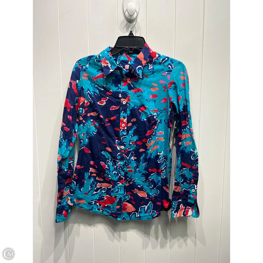 Top Long Sleeve Designer By Lilly Pulitzer In Blue & Pink, Size: 6