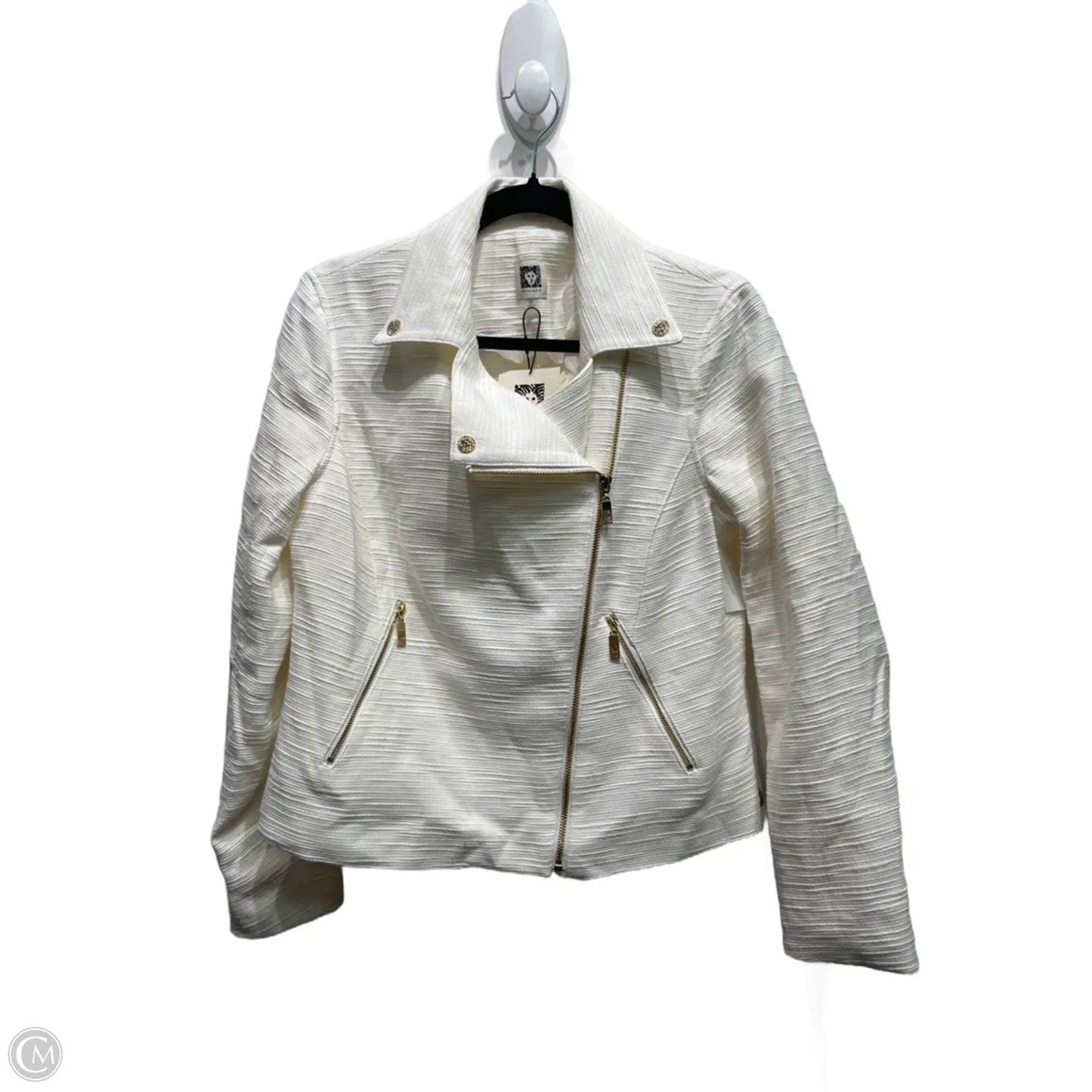 Jacket Moto By Anne Klein In White, Size: M