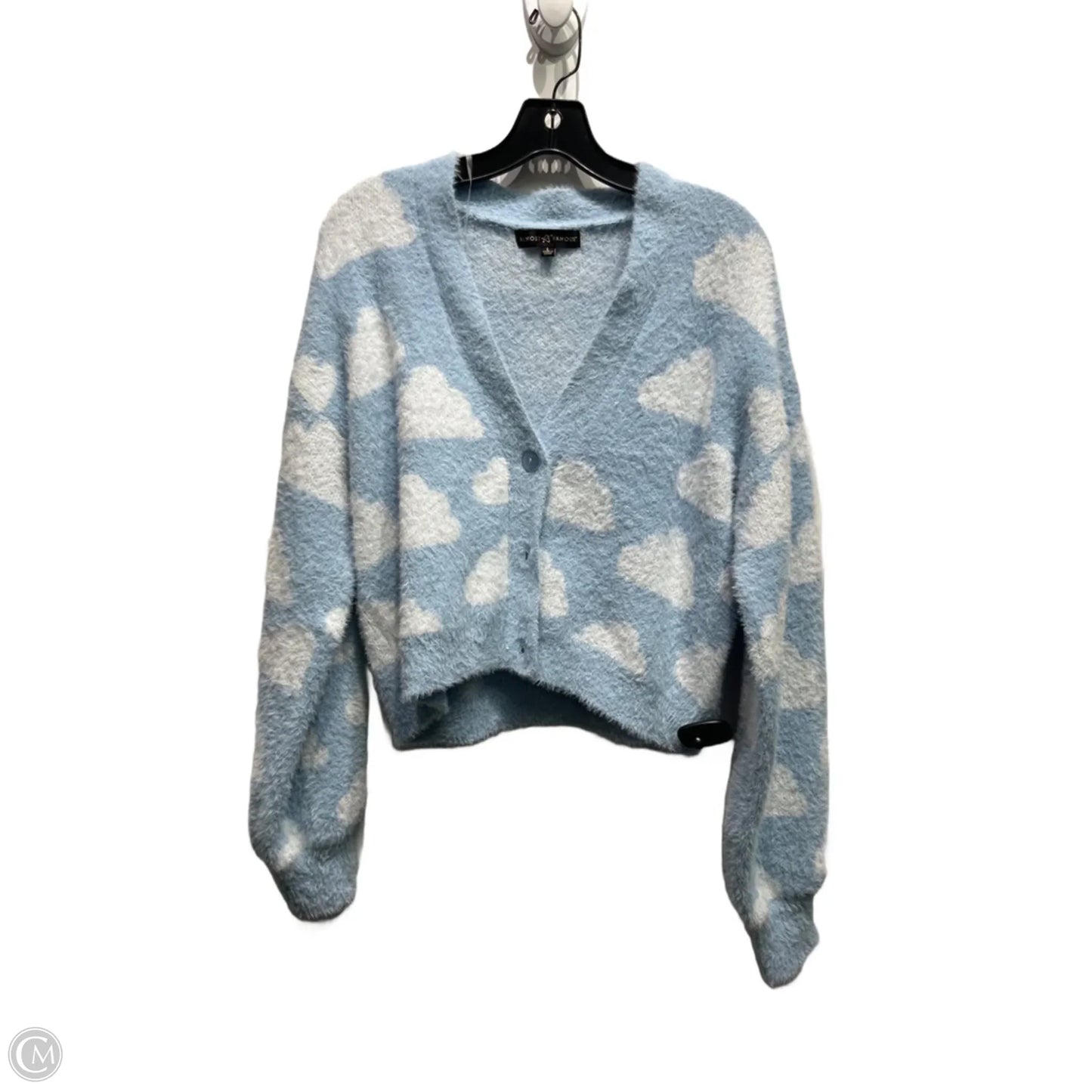 Sweater Cardigan By Almost Famous In Blue & White, Size: L