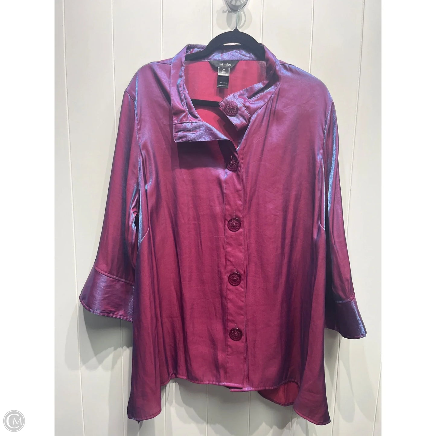 Top Long Sleeve By Ali Miles In Purple, Size: 2x
