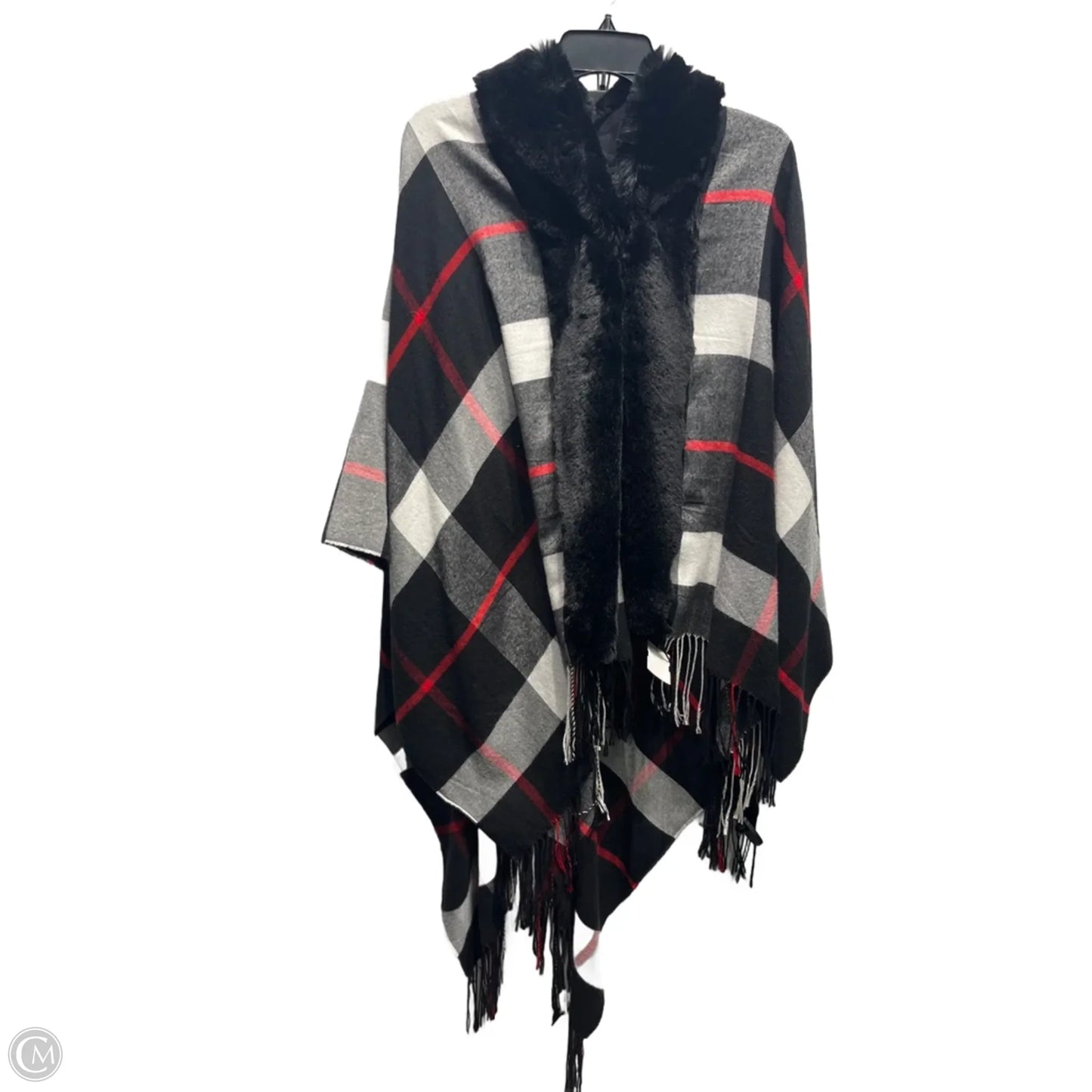 Shawl By Adrienne Vittadini In Black & Red, Size: Osfm