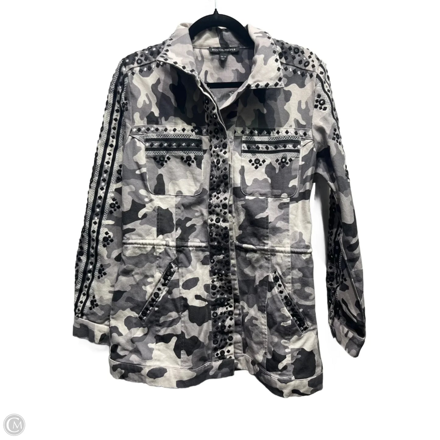 Jacket Utility By Boston Proper In Grey, Size: M