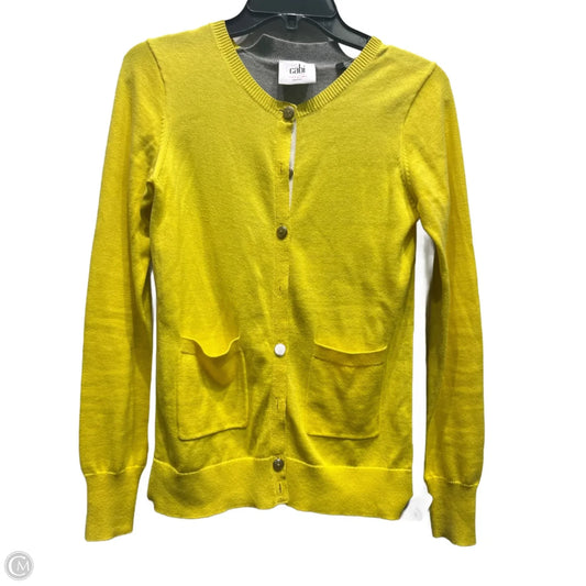 Sweater Cardigan By Cabi In Grey & Yellow, Size: Xs