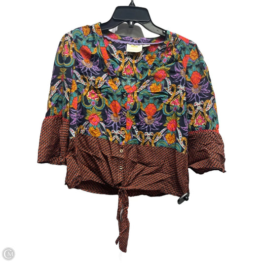 Top Long Sleeve By Maeve In Green & Red, Size: 4