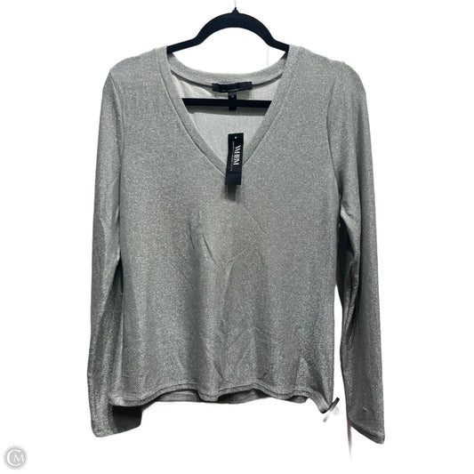 Top Long Sleeve By White House Black Market In Silver, Size: M