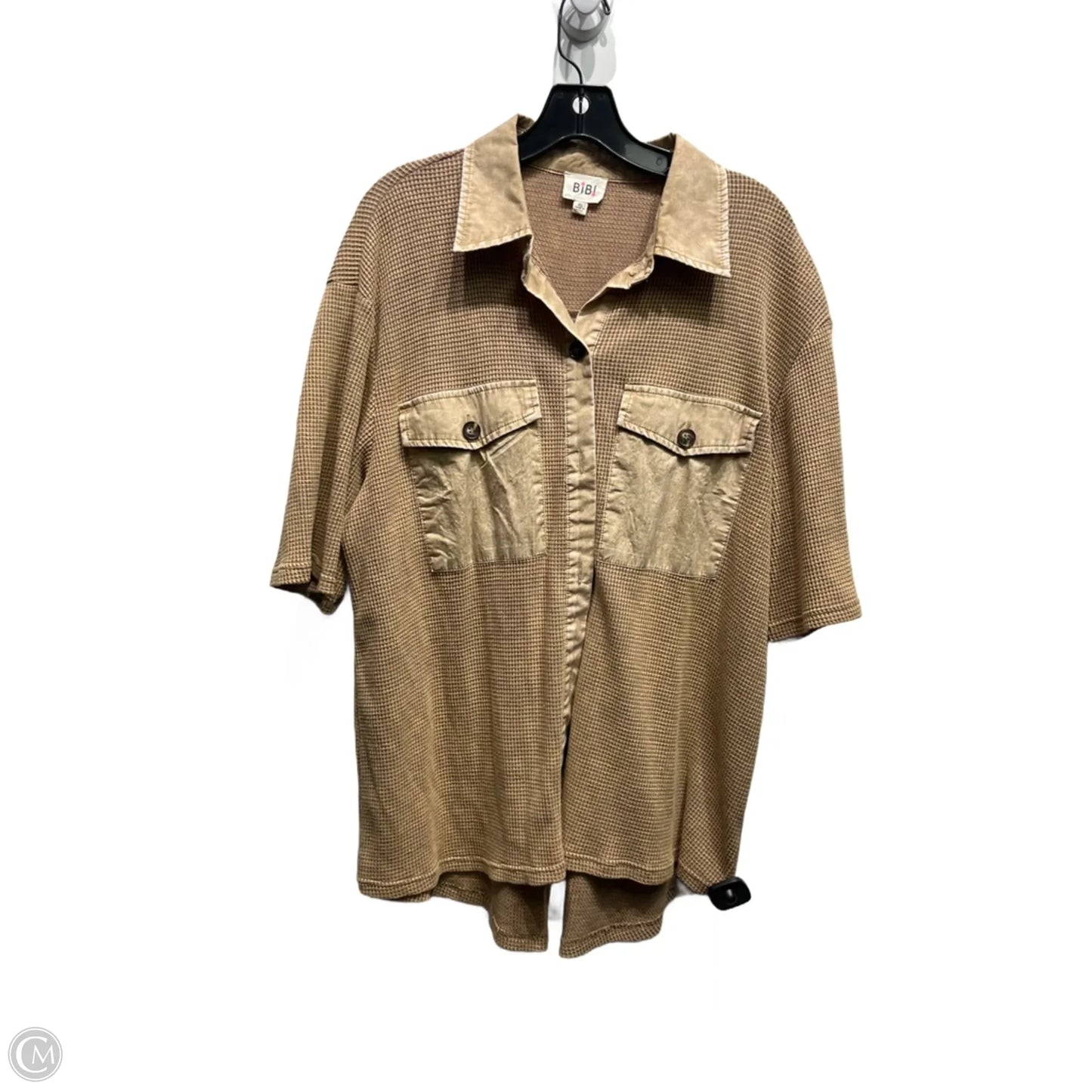Top Short Sleeve By Bibi In Brown, Size: Xl