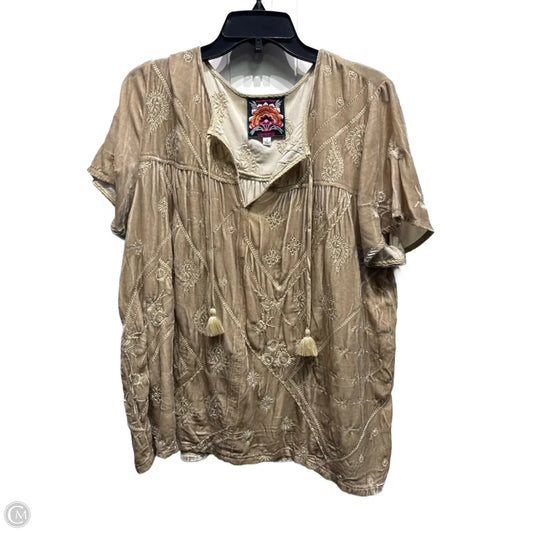 Top Short Sleeve By Johnny Was In Brown, Size: L