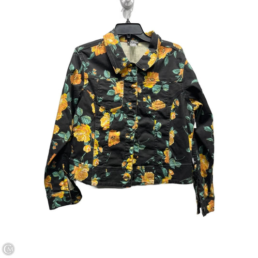 Jacket Denim By Venus In Black & Yellow, Size: L
