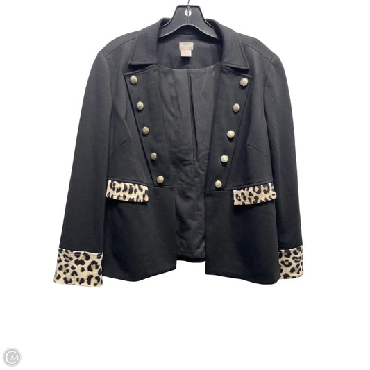 Blazer By Chicos In Black & Tan, Size: 8p