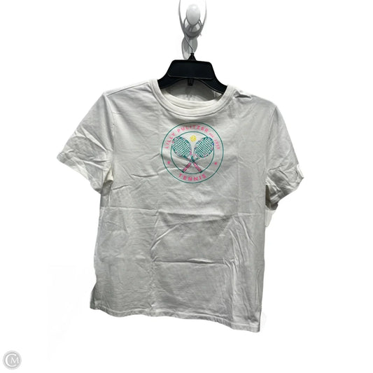 Top Short Sleeve Designer By Lilly Pulitzer In Green & White, Size: Xxs