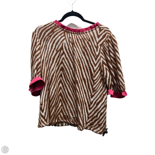Sweater Short Sleeve By Voy In Brown & Pink, Size: L