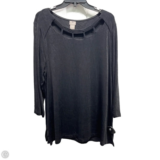 Top 3/4 Sleeve By Chicos In Black, Size: Xl