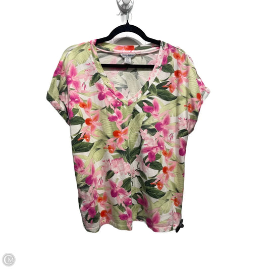 Top Short Sleeve By Tommy Bahama In Green & Pink, Size: S