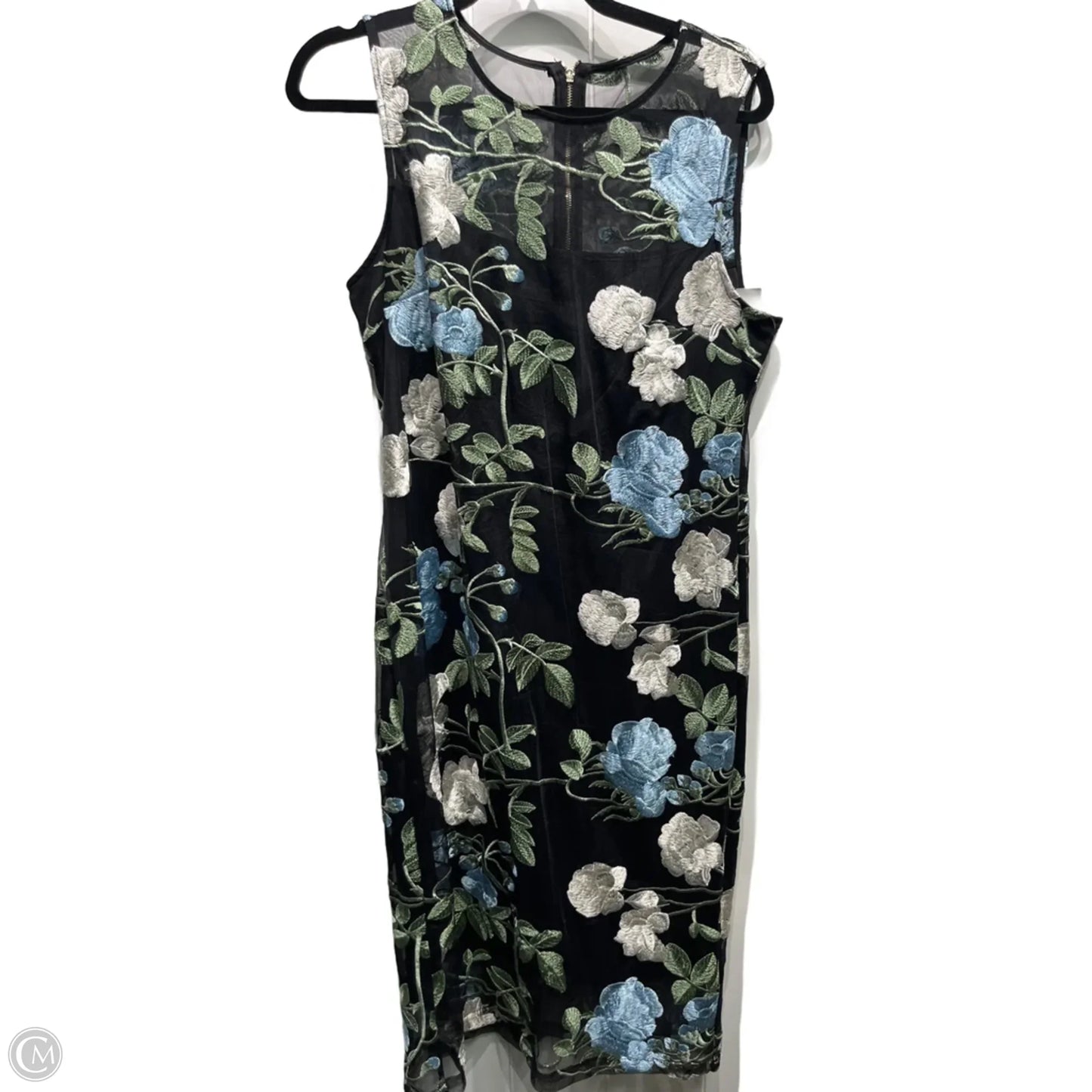 Dress Party Short By Calvin Klein In Blue & Green, Size: 14