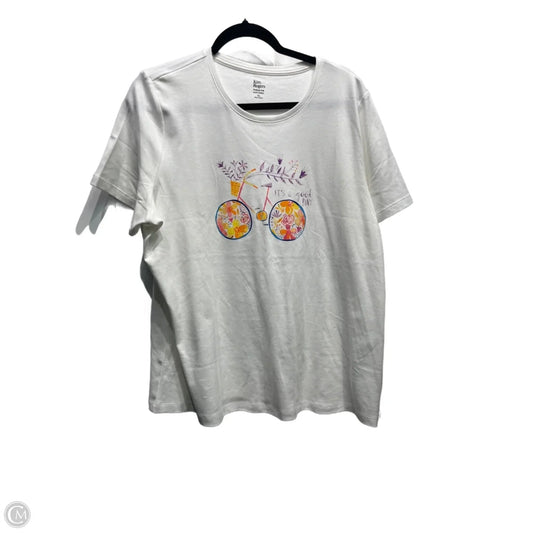 Top Short Sleeve Basic By Kim Rogers In Purple & White, Size: Xl