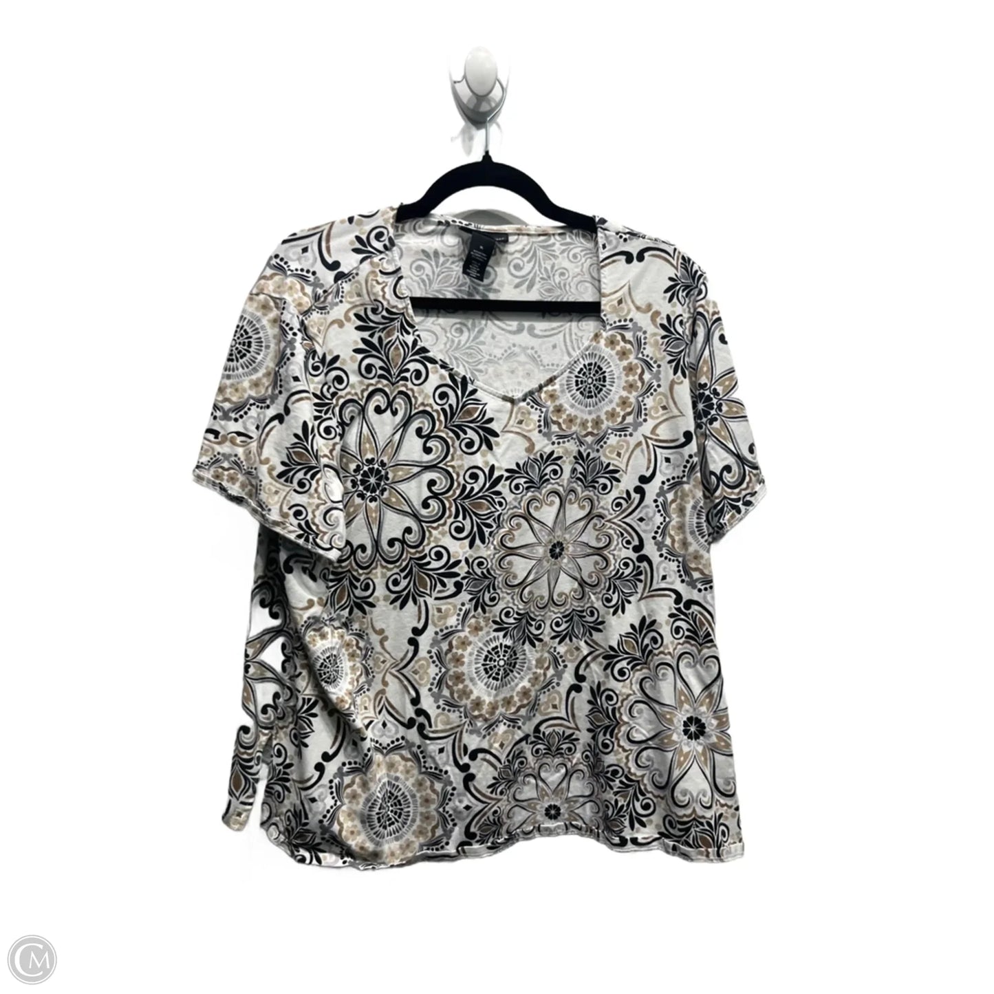 Top Short Sleeve By Alfred Dunner In Brown & Cream, Size: Xl