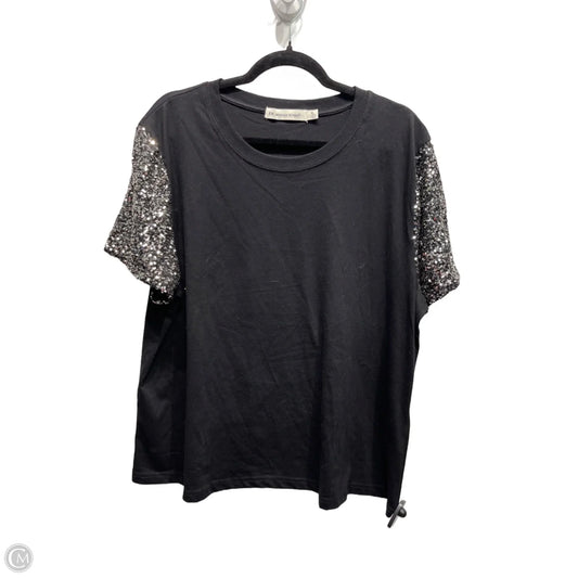 Top Short Sleeve Designer By Rebecca Minkoff In Black & Silver, Size: Xl