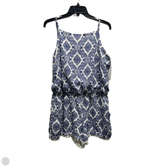Romper By Bisou Bisou In Blue & White, Size: 16