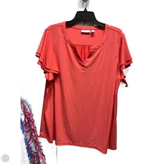 Top Short Sleeve By Susan Graver In Orange, Size: 1x