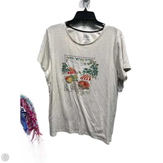 Top Short Sleeve Basic By Croft And Barrow In Green & Tan, Size: Xxl