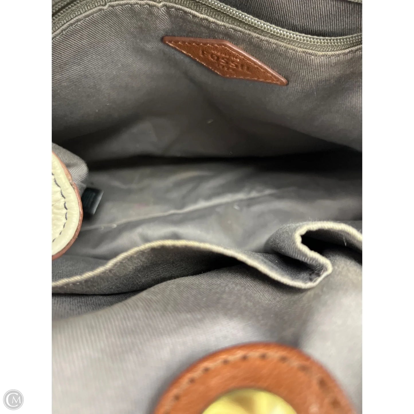 Handbag Leather By Fossil, Size: Medium