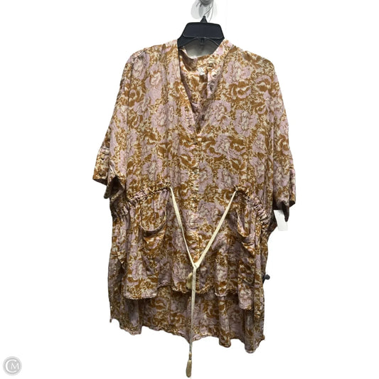 Tunic Short Sleeve By Free People In Pink & Tan, Size: Xs