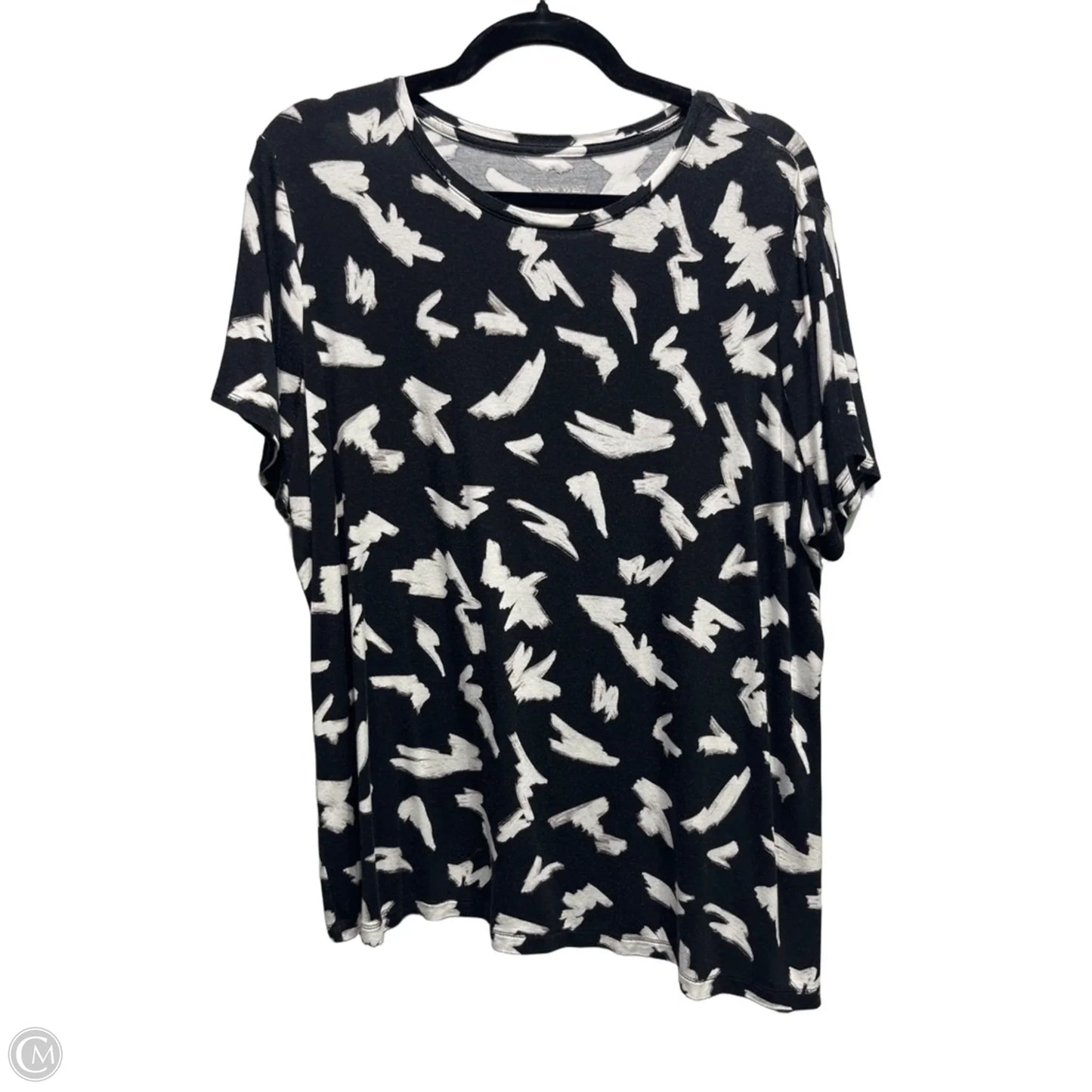 Top Short Sleeve Basic By Nine West Apparel In Black & White, Size: Xxl