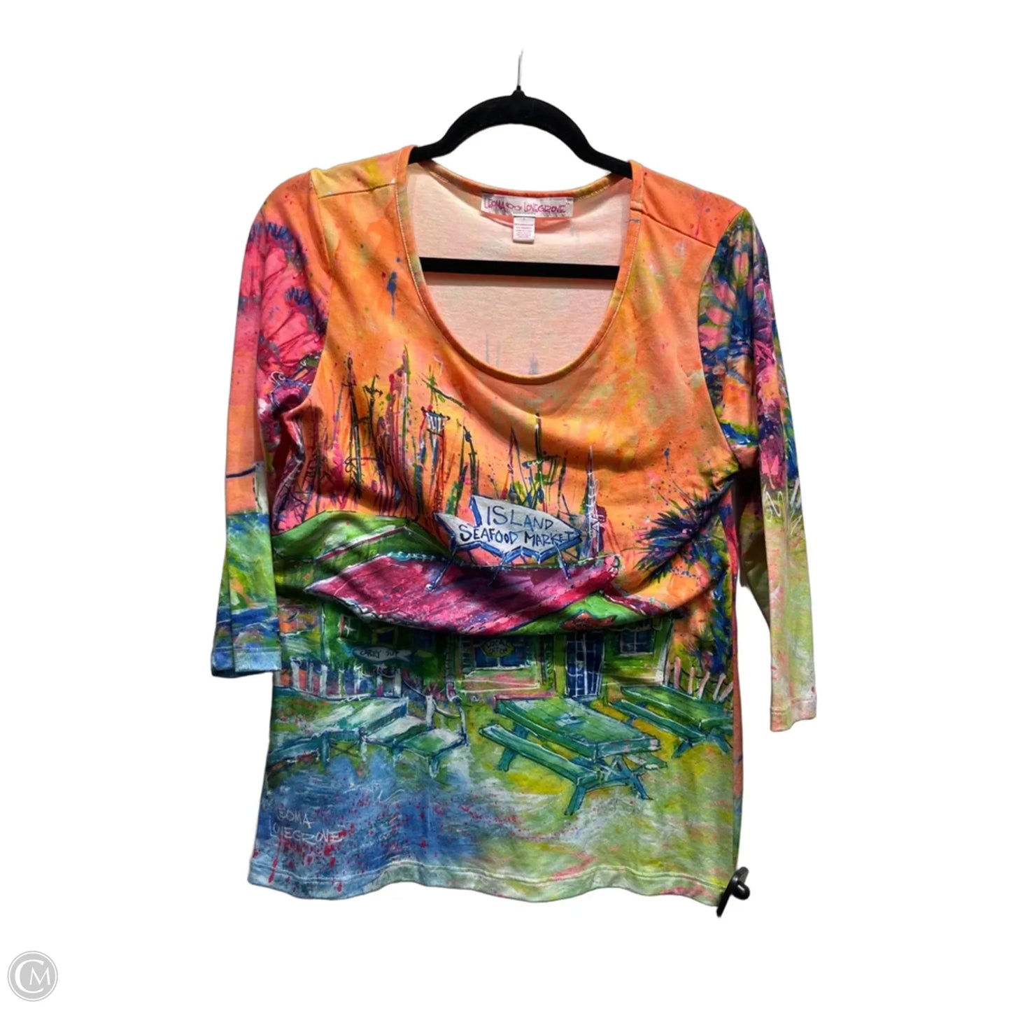Top Long Sleeve By Leoma Lovegrove In Orange & Pink, Size: S