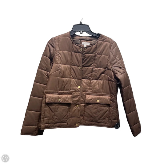 Jacket Puffer & Quilted By Crown And Ivy In Brown, Size: M