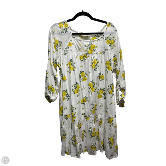 Dress Casual Short By Anthropologie In White & Yellow, Size: L
