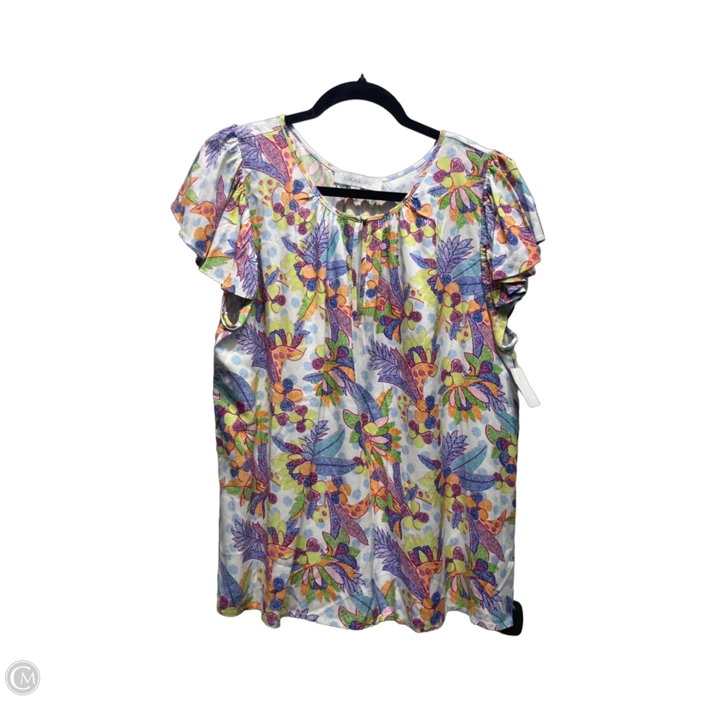 Top Short Sleeve By Sugar Lips In Blue & Orange, Size: Xl