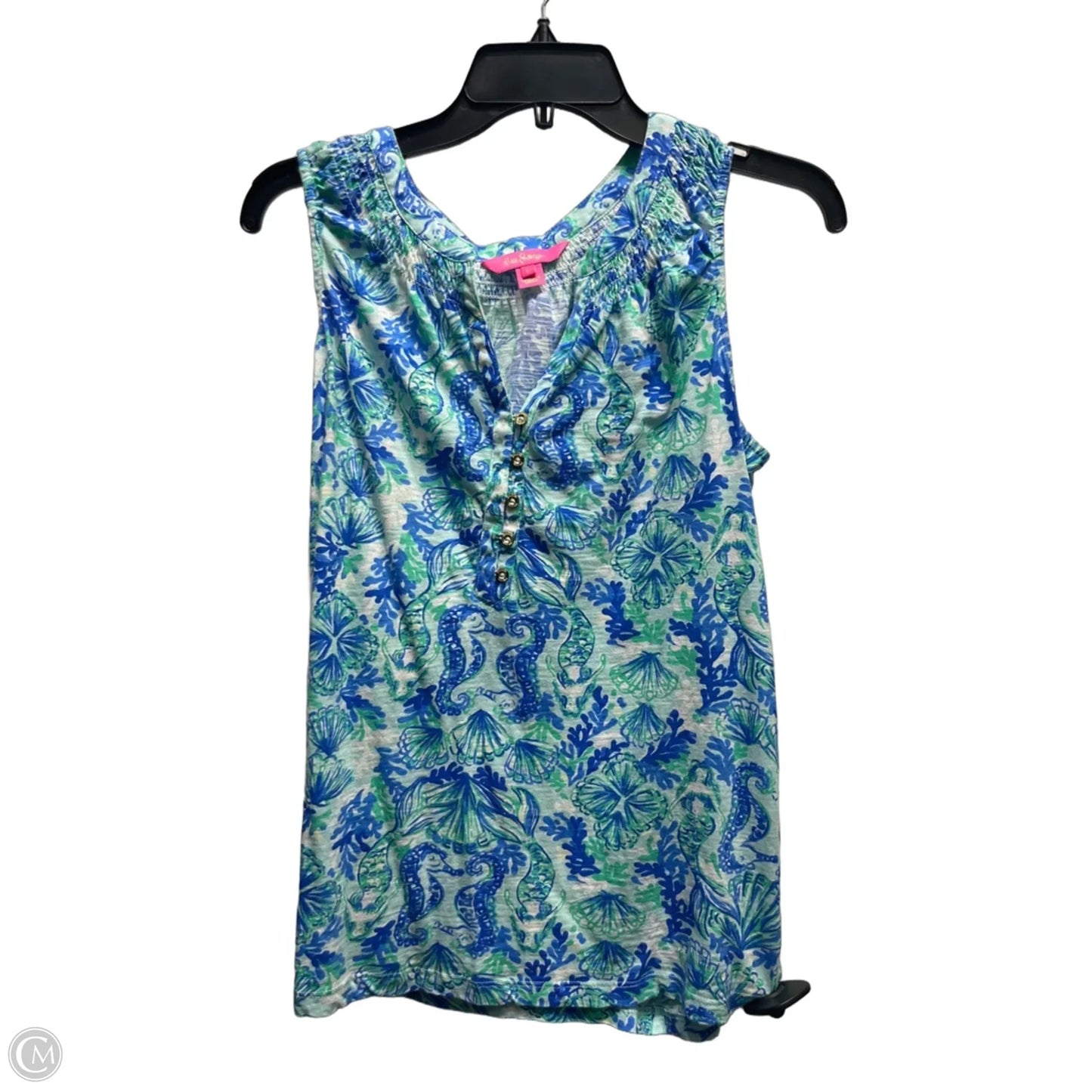 Top Sleeveless Designer By Lilly Pulitzer In Blue & Green, Size: L