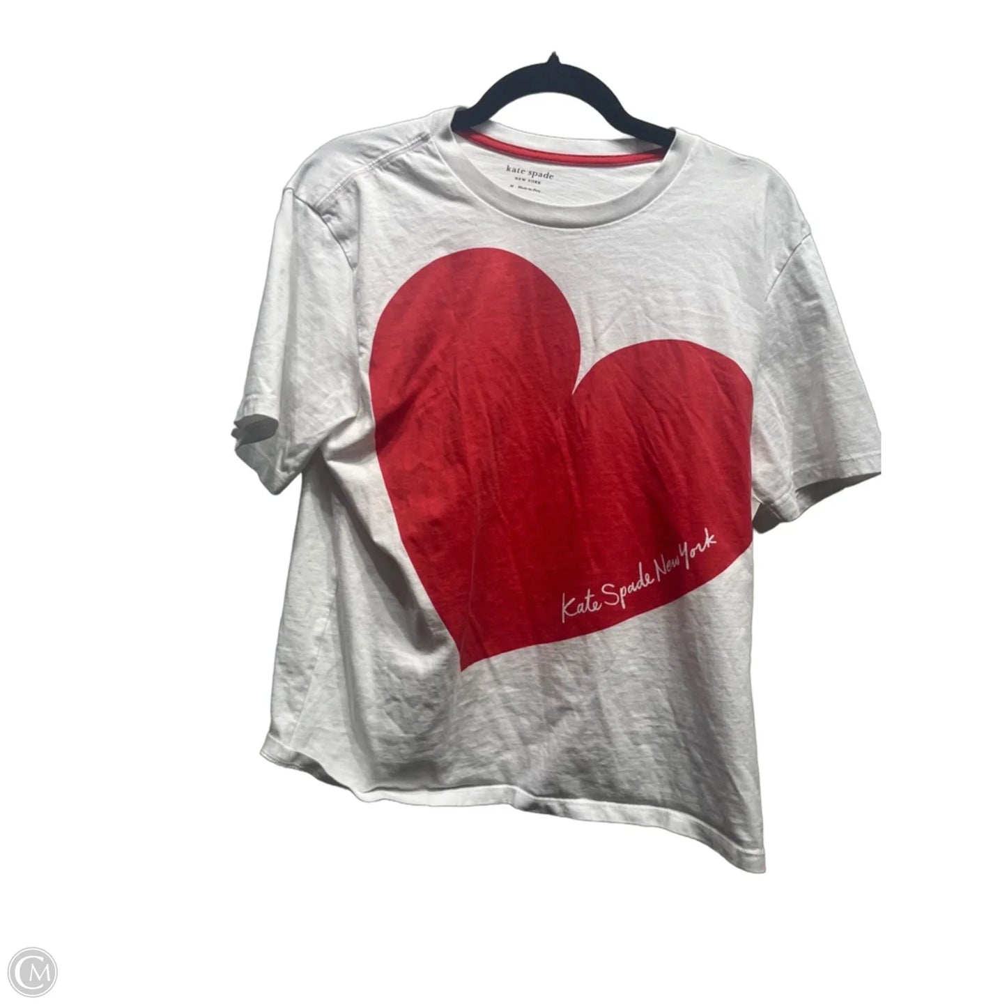Top Short Sleeve Designer By Kate Spade In Red & White, Size: M
