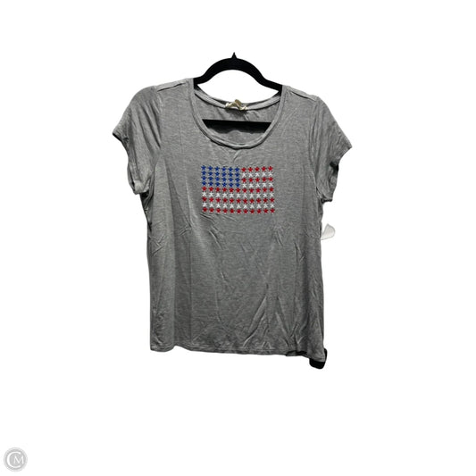 Top Short Sleeve Basic By brit ny  In Grey & Red, Size: M