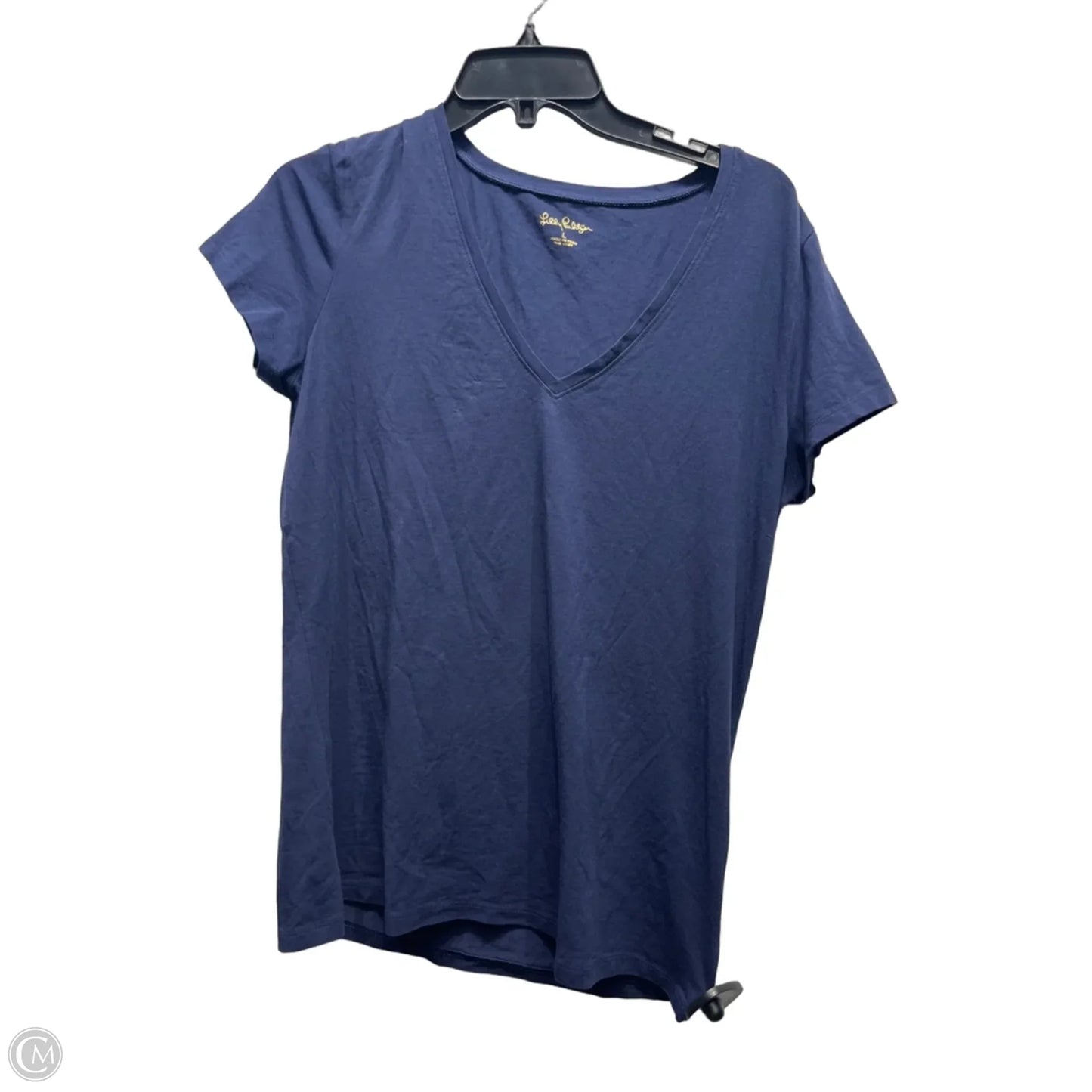 Top Short Sleeve Designer By Lilly Pulitzer In Navy, Size: L