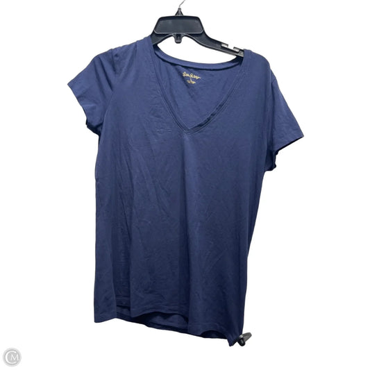 Top Short Sleeve Designer By Lilly Pulitzer In Navy, Size: L