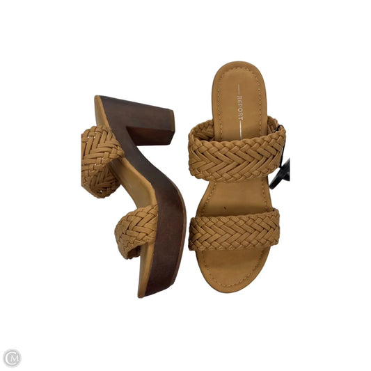 Sandals Heels Block By Report In Brown, Size: 8.5