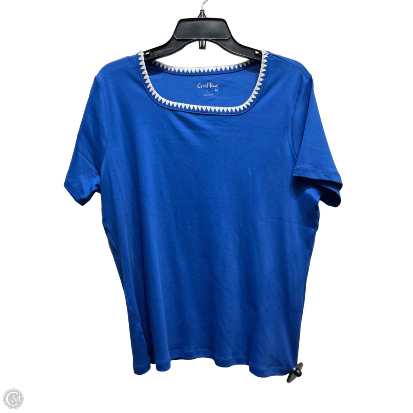 Top Short Sleeve By Coral Bay In Blue & White, Size: L