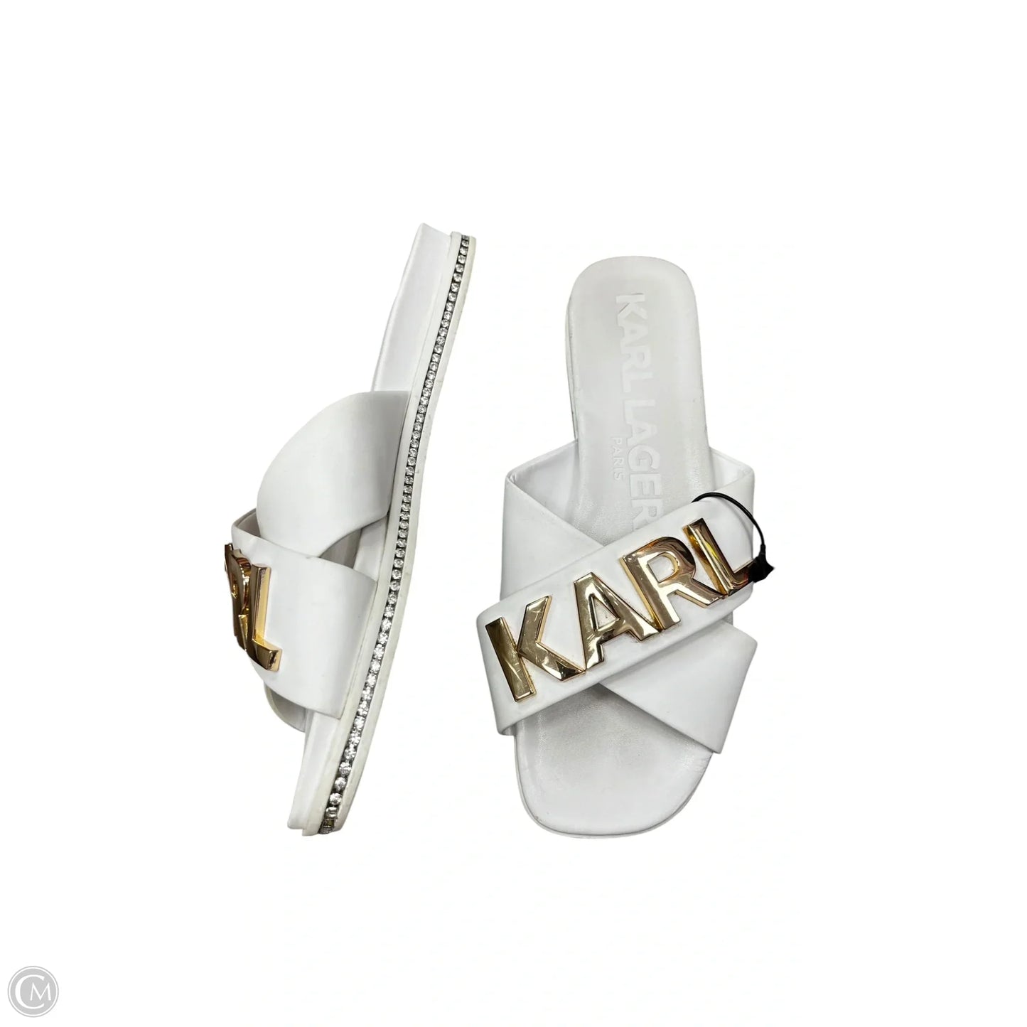 Sandals Designer By Karl Lagerfeld In White, Size: 9.5