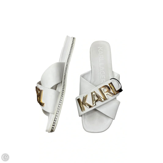 Sandals Designer By Karl Lagerfeld In White, Size: 9.5
