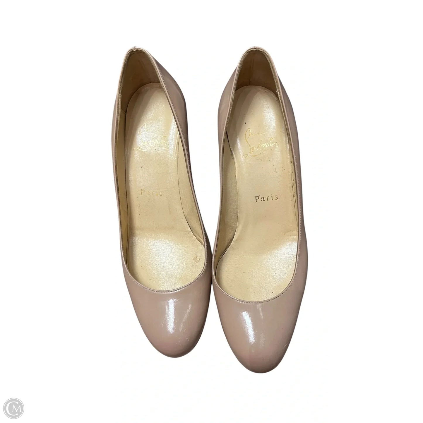 Shoes Luxury Designer By Christian Louboutin In Tan, Size: 7.5