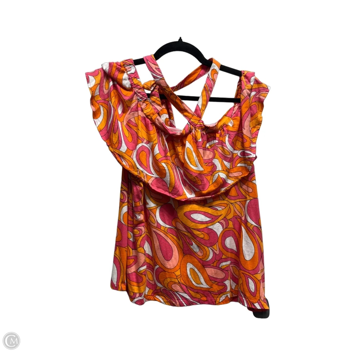Top Short Sleeve By Michael By Michael Kors In Orange & Pink, Size: L