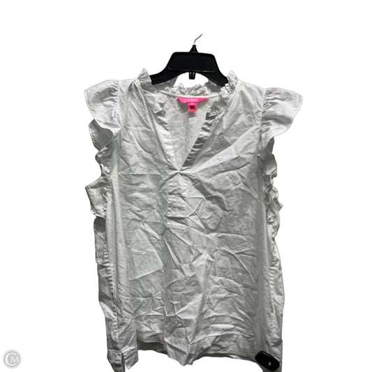 Top Short Sleeve Designer By Lilly Pulitzer In White, Size: L