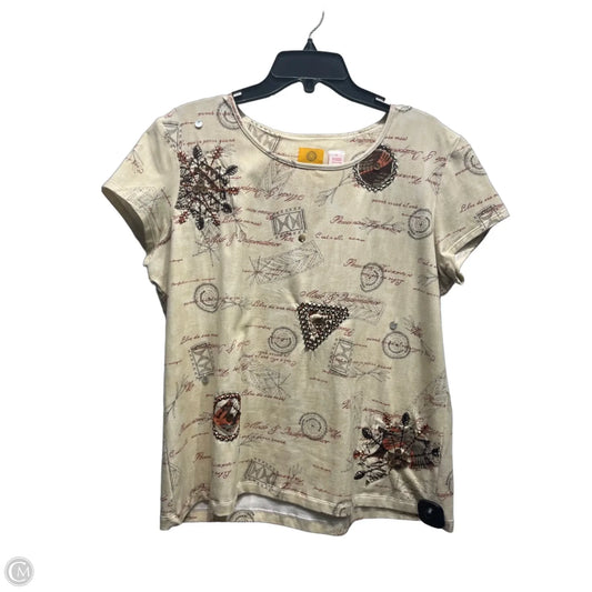 Top Short Sleeve By Ruby Rd In Brown & Cream, Size: Xl