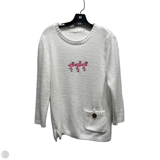 Sweater By Lulu B In Pink & White, Size: M
