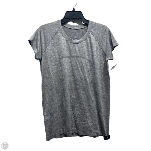 Athletic Top Short Sleeve By Lululemon In Grey, Size: 12