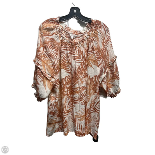 Top Short Sleeve By Nanette Lepore In Brown & Cream, Size: Xl