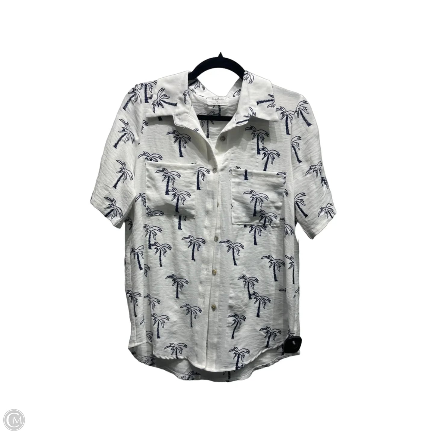 Top Short Sleeve By sapphire In Blue & White, Size: M