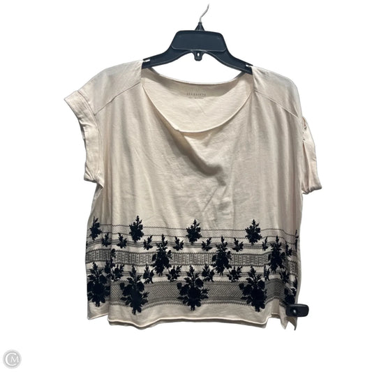 Top Short Sleeve Designer By All Saints In Black & Tan, Size: S