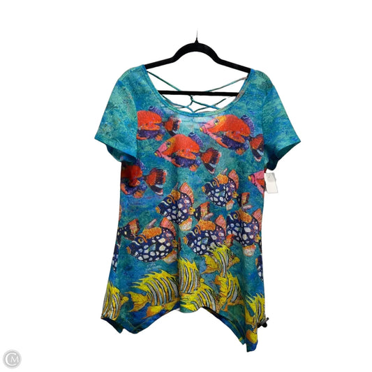 Top Short Sleeve By Leoma Lovegrove In Orange & Pink, Size: L